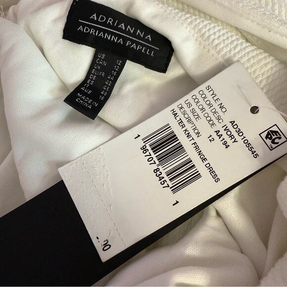 Adrianna by Adrianna Papell Women's Halter-Neck Fringe-Trim Sheath Dress Sz 12 - Picture 6 of 8